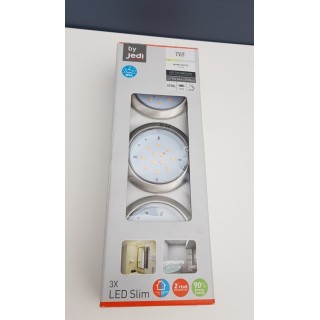 Jedi 563041187 Encastrable IP44 3L Spot 140Lm, Métal, Intégré, 2 W, Argent
