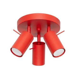 Plafonnier RING 3P rouge - Sollux