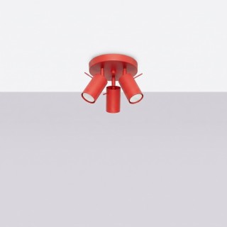 Plafonnier RING 3P rouge - Sollux