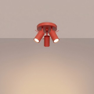 Plafonnier RING 3P rouge - Sollux