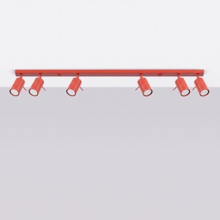 Plafonnier RING 6L rouge - Sollux